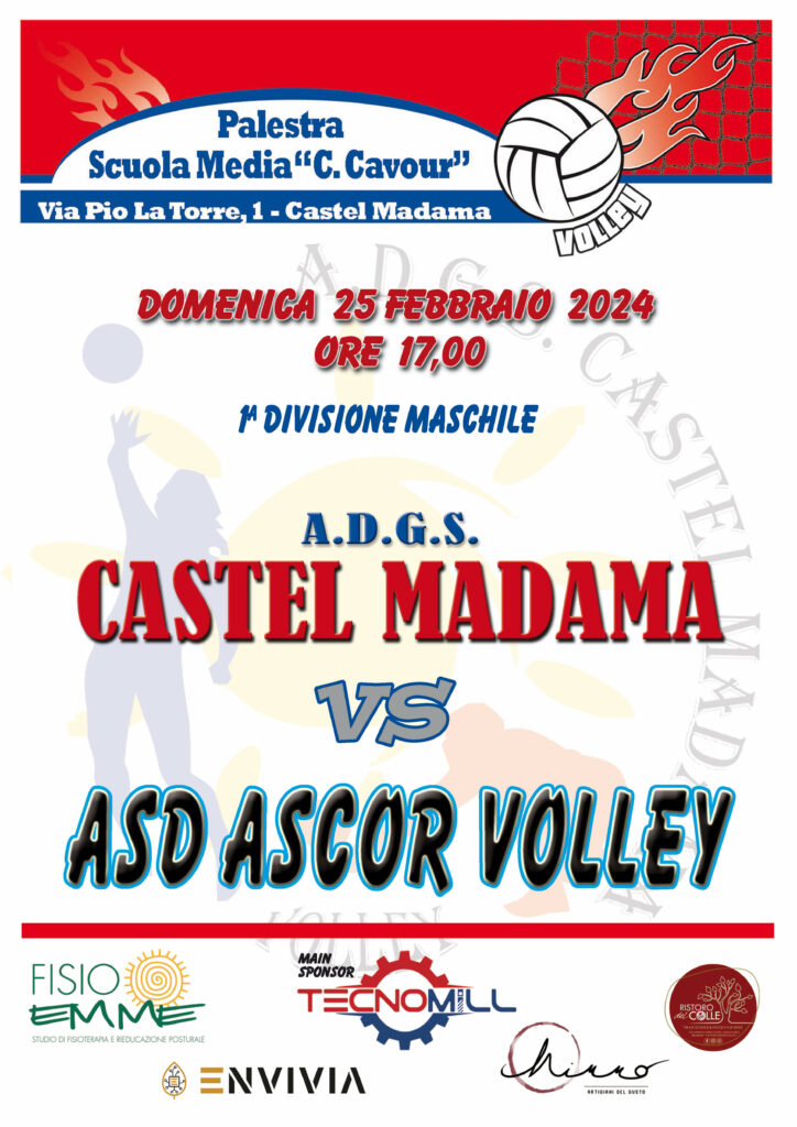 locandina 1^Div. CMV VS Asd Ascor Volley 25022024 17,00